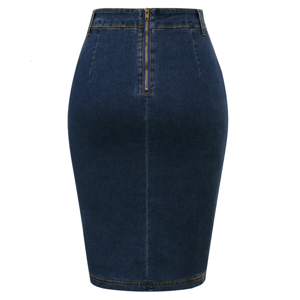 Women Vintage Jean Skirt With Belt High Waist Ruched Front Bodycon Skirt 250320