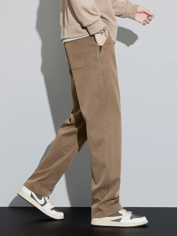 4Color Straight Mens Pants with Casual Lyocell Comfortable Stretch Trouser Wide Fashion Korean Street 250320