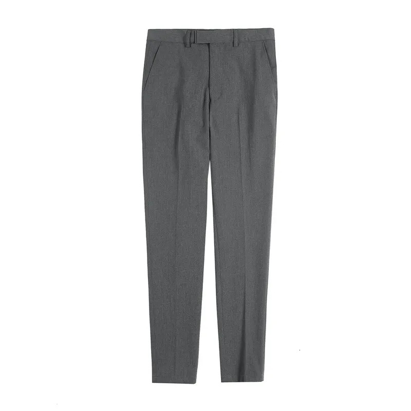 Black Mens Slim Suit Pants Fashion Casual Trousers Gray Pant Metal Decoration Pantalones Hombre Size 28-38 250320