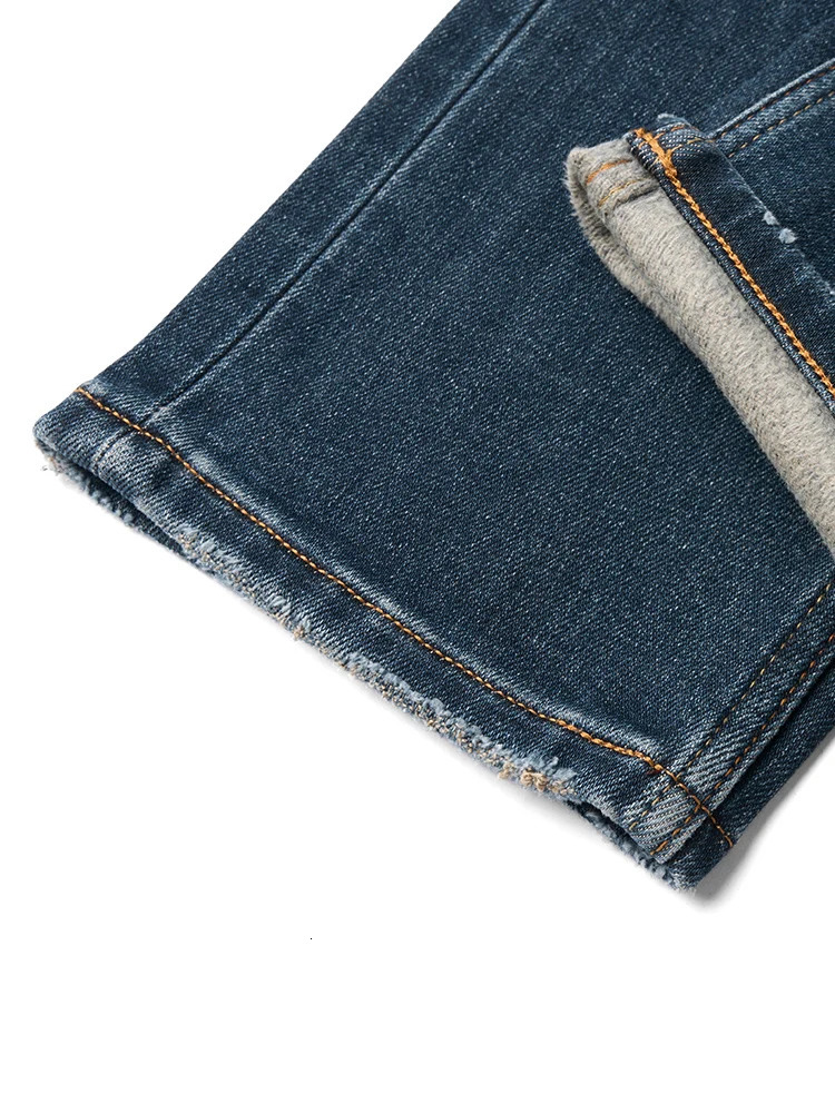 2025 Spring 15oz elastic brushed lining fabric jeans mens washed vintage denim Trouser 250320