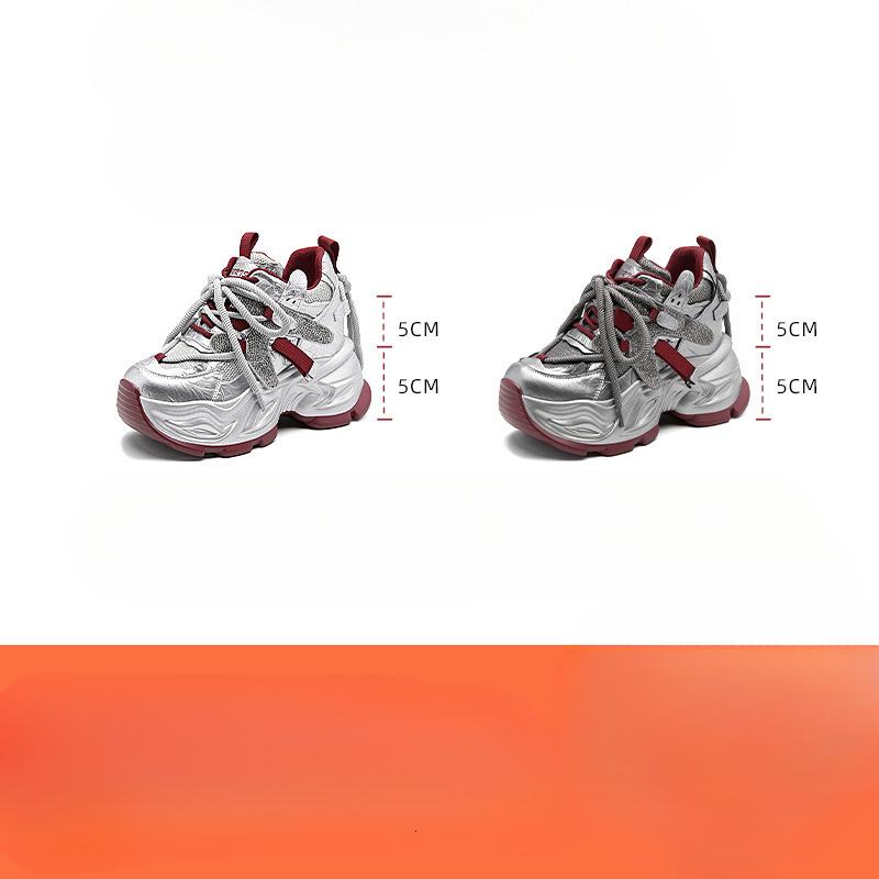 2025 New Water Diamond Thick soled Women's Shoes Designer Fashionable Multi functional Leisure Sports Sponge Cake Interior Height Increasing Wome