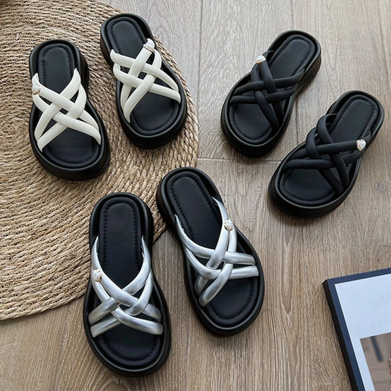 AIYUQI Womens Slippers Thick soled Woven Large Size Comfortable Summer Shoes 250321BJ - view 1