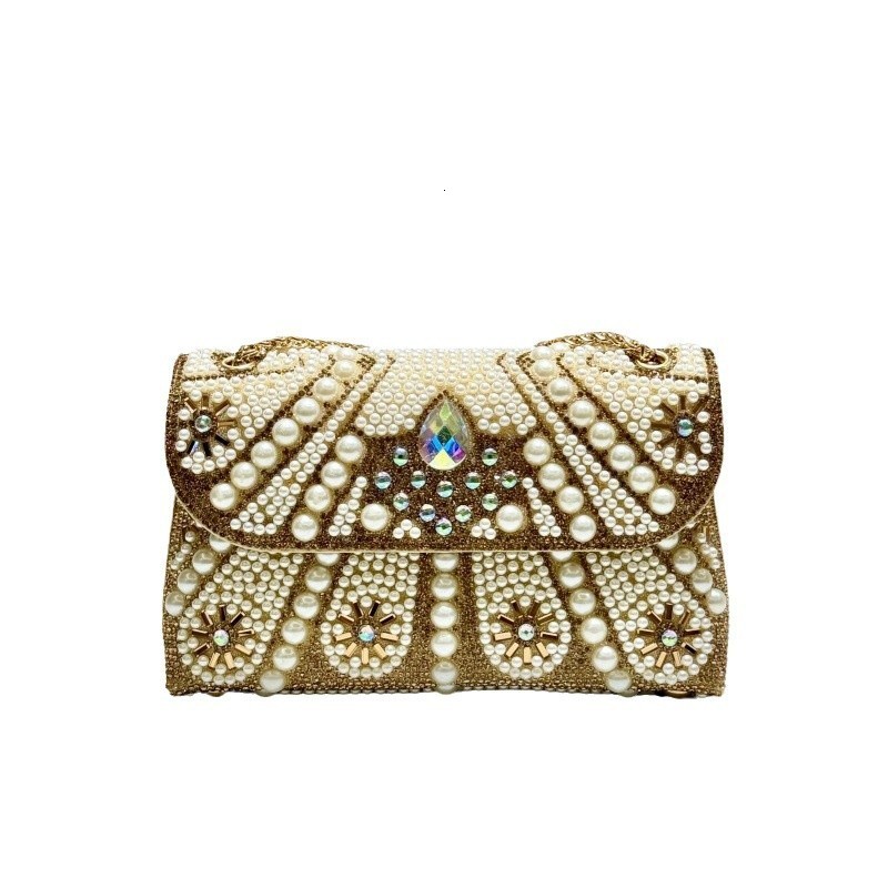 2025 Elegant French Inspired Pearl-Embellished Chain Evening Clutch Versatile Mini Handbag For Women Clutches Casual R250321