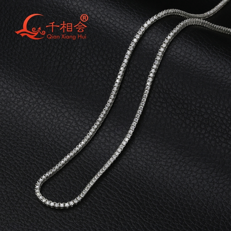 2mm Moissanite Tennis Necklace for Men Women 925 Sterling Silver D VVS White Single Row Jewelry Wedding Dating Gift Party