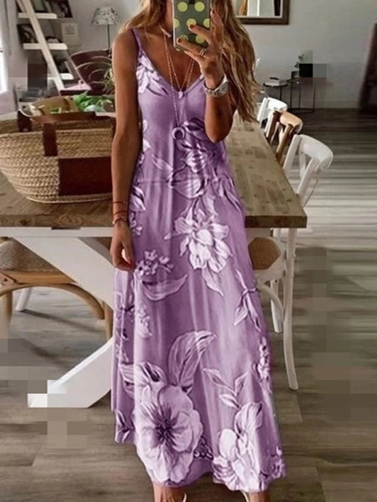 Summer Slim Fit Slip Dress Casual Womens Dresses European American Style Sleeveless VNeck Long Woman Green 250320