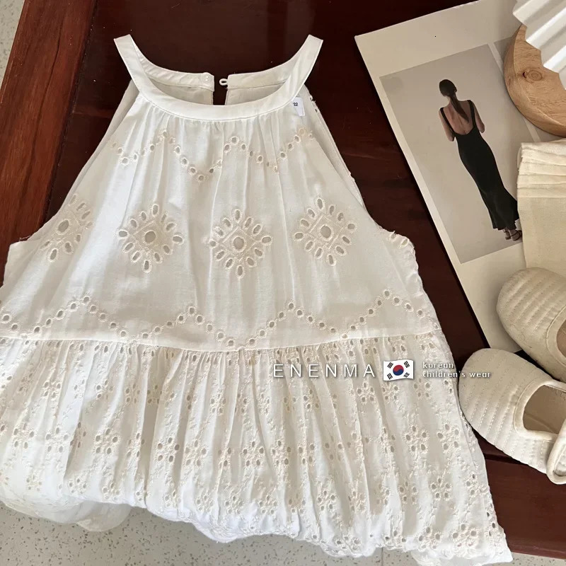 Kids Dresses for Girls Cute Bohemia Lace Embroidery Beach Dress Baby Girls Sunmmer Sundress Toddler Kaii Princess Party Dress R250424