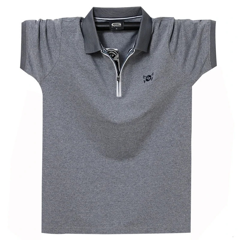 Summer Causal Lapel Short Sleeved Polo-shirt Zipper Polo Shirt Men Oversized Mens Half-sleeved Polo Shirt Men 4XL 5XL 6XL 250321