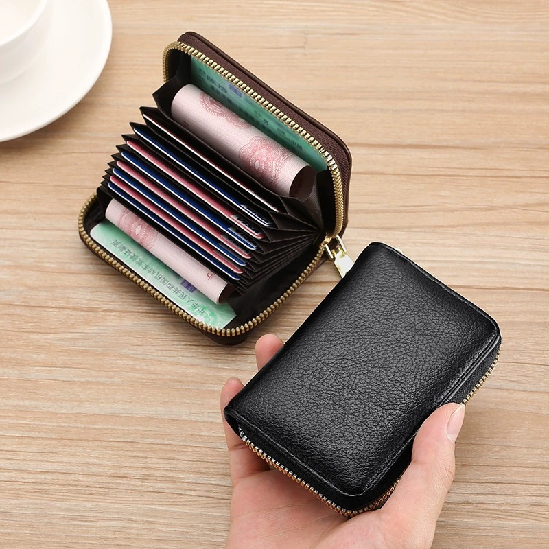 2025S Trend Designer Anti Demagnetization Bag Men S And Women S Zipper Multiple Slots Bank ID Large Capacity Driver S License Compact Card Holder Wall