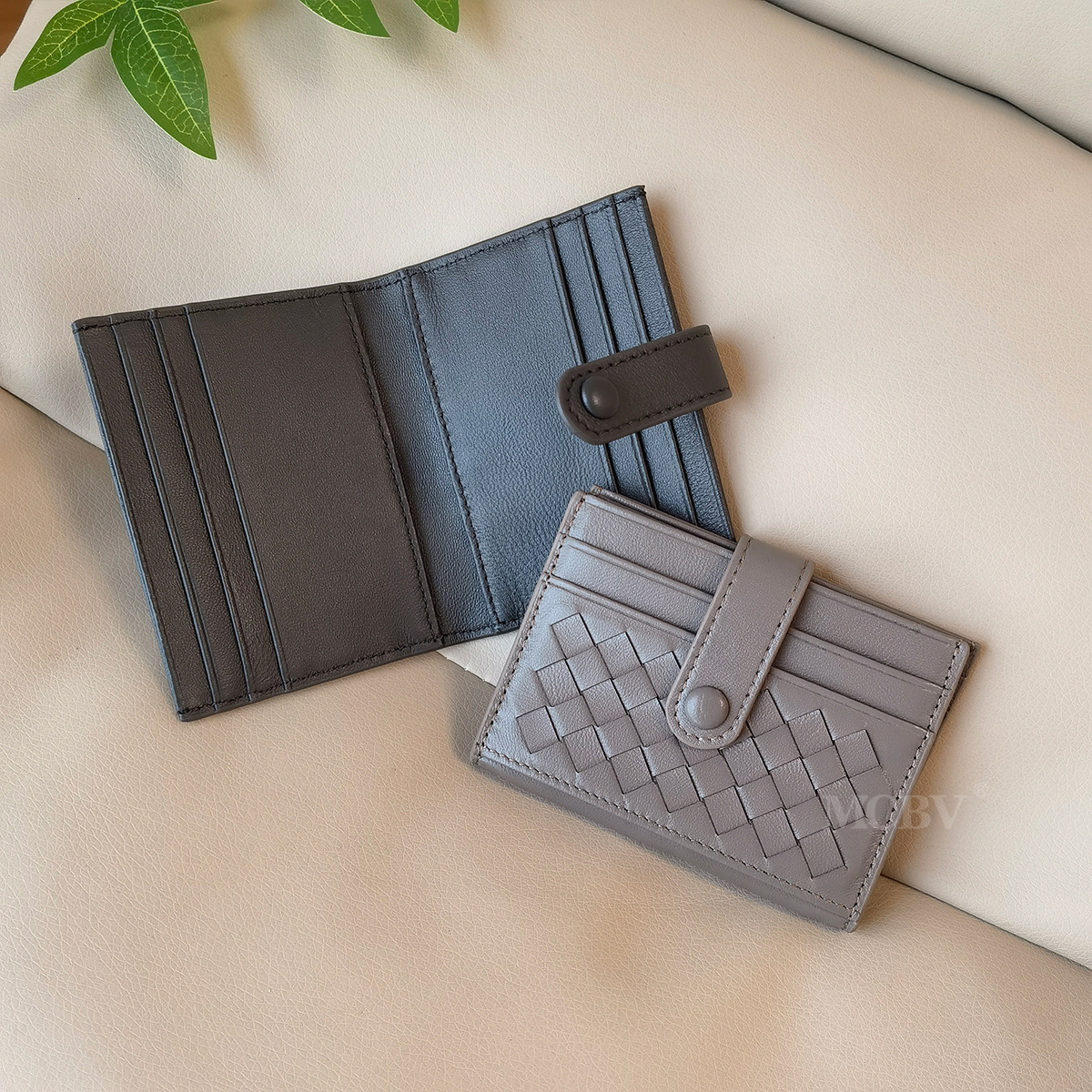 2025S Trend Designer MCBV Sheepskin Handmade Woven Multi Slot Bag Genuine Leather Fold Buckle Unisex Card Clip Coin Bag