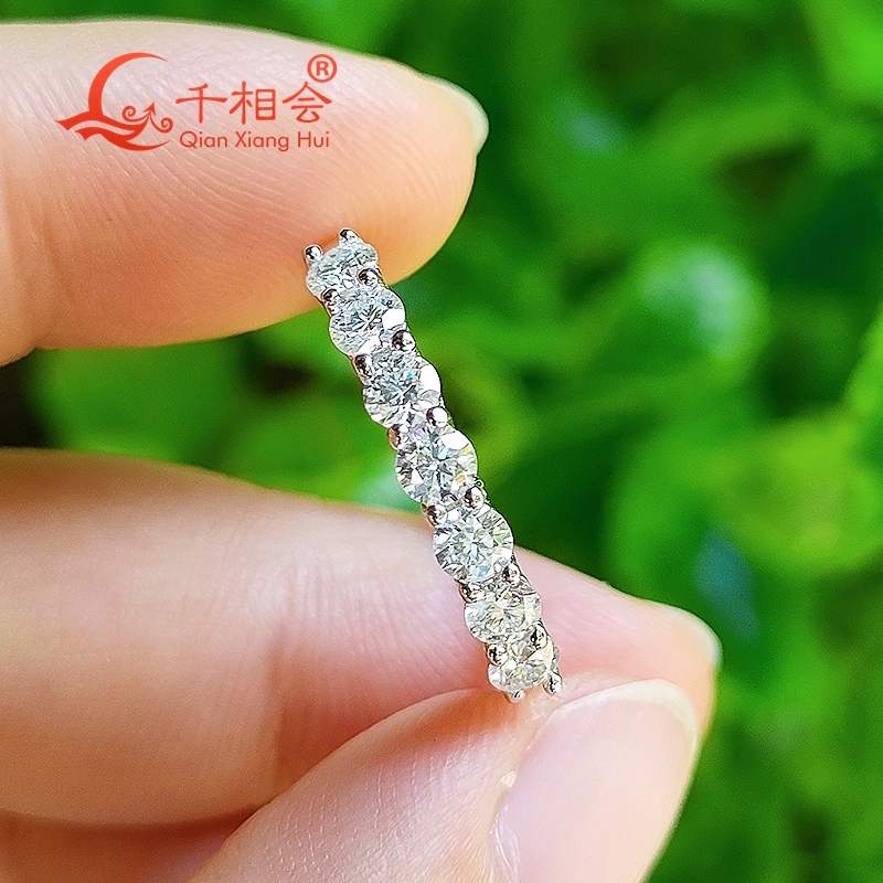 0.7ctw 3 mm round 7 stones princess D moissanite Half Eternity Band ring S925 Silver Jewelry Women Engagement datting gift GRA