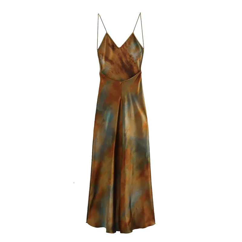 KEYANKETIAN silk satin texture tie dye print sexy suspender dress summer ultrathin womens sleeveless strapless formal 250320