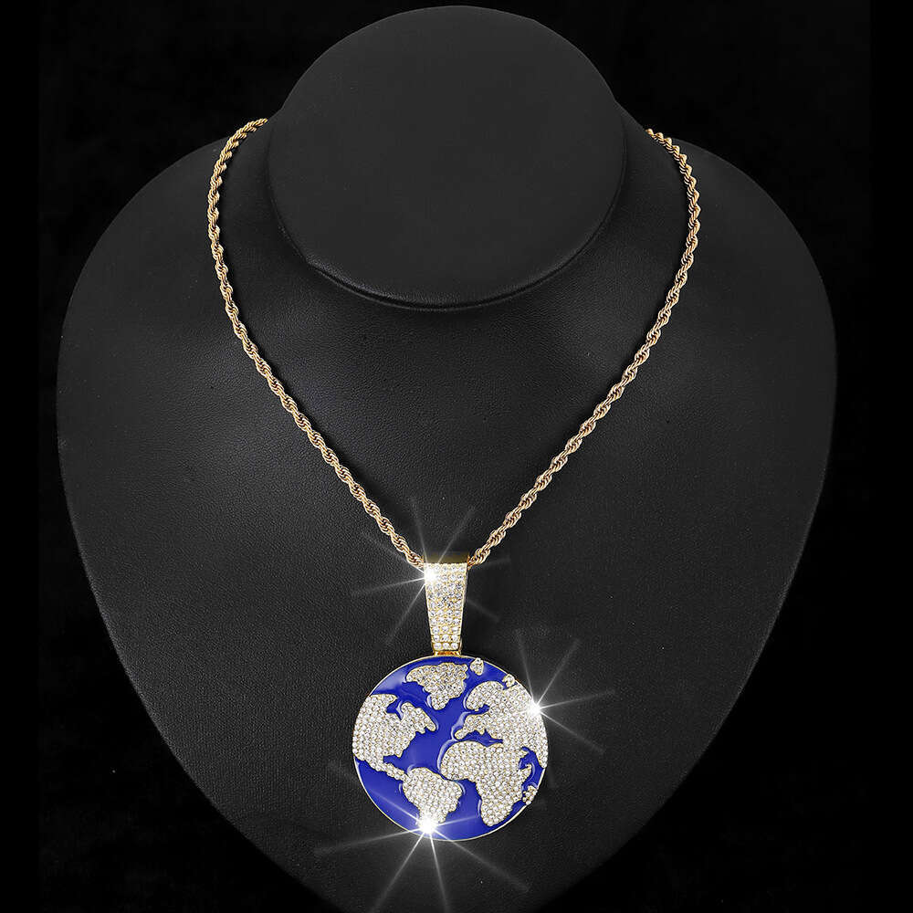 New Drop Oil Hip Hop Planet Earth Pendant Cuban Necklace Personalized Environmental Friendly Alloy Headpiece