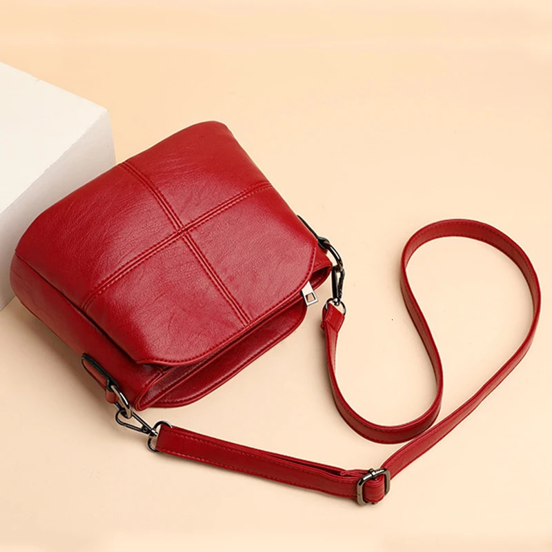Womens Bags Retro Crossbody Bag Trend Quality PU Leather Bucket Shoulder Bags Small Handbags for Women 250314