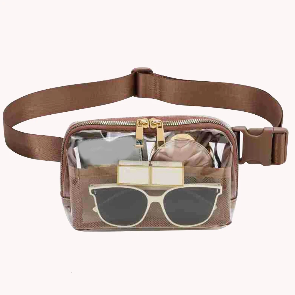 Mesh storage toilet bag transparent chest bag PVC waterproof womens waist bag transparent belt bag approved for outdoor sports field 250320