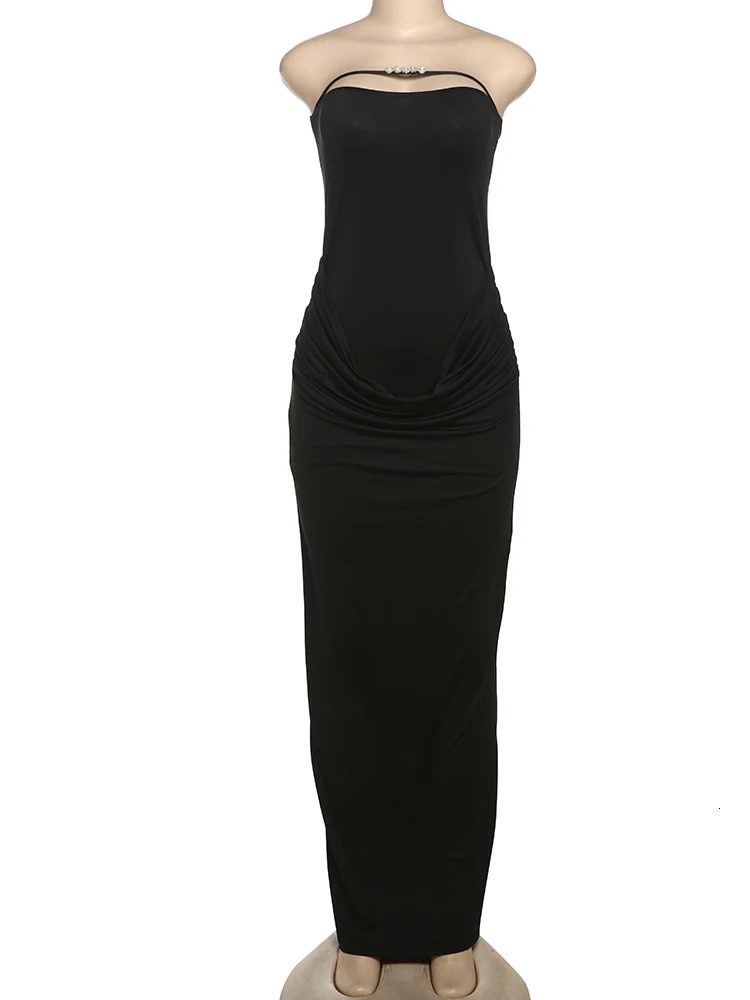 Nibber Skinny Applique strapless dress for womens summer trend backless seam long robe midnight sexy club suitable parties body 250320