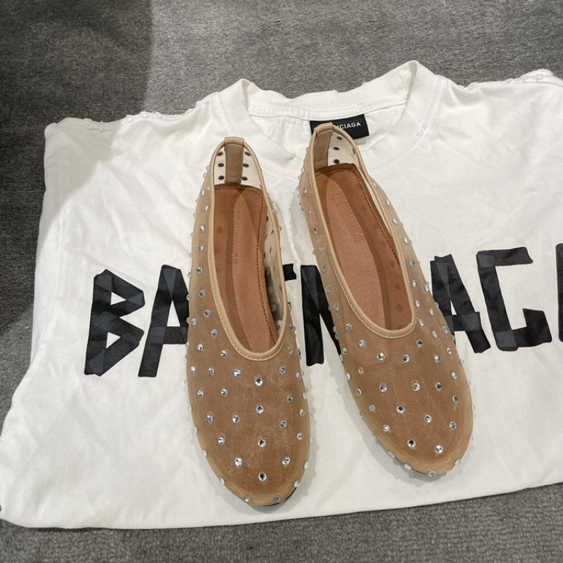 New spring and summer fashion round-toe rhinestone Mary Jane flat shoes for women comfortable ballet dancing shoes