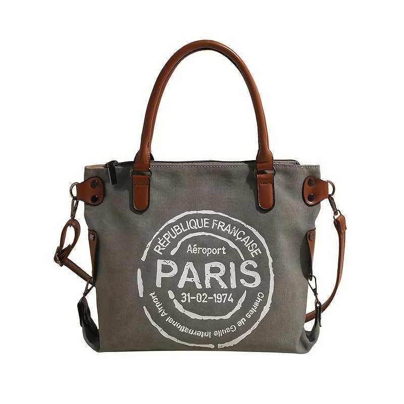 Vintage-Inspired Canvas Letter-Themed Crossbody - Durable Spacious - Perfect for Work Travel School or Vacation Y250319