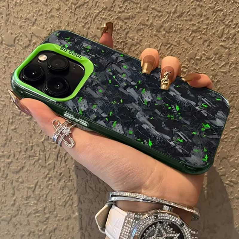 Forged Carbon Fiber Printing Phone Case for 16 15 14 12 11 Pro Max XS X XR 8 7 Plus SE 2020 Shockproof PC Back CoverXJ250321