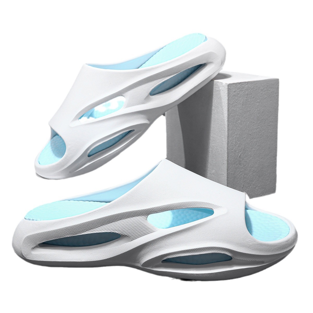 Summer new fashion men's fish mouth EVA slippers, popcorn thick bottom comfortable leisure beach flip-flops