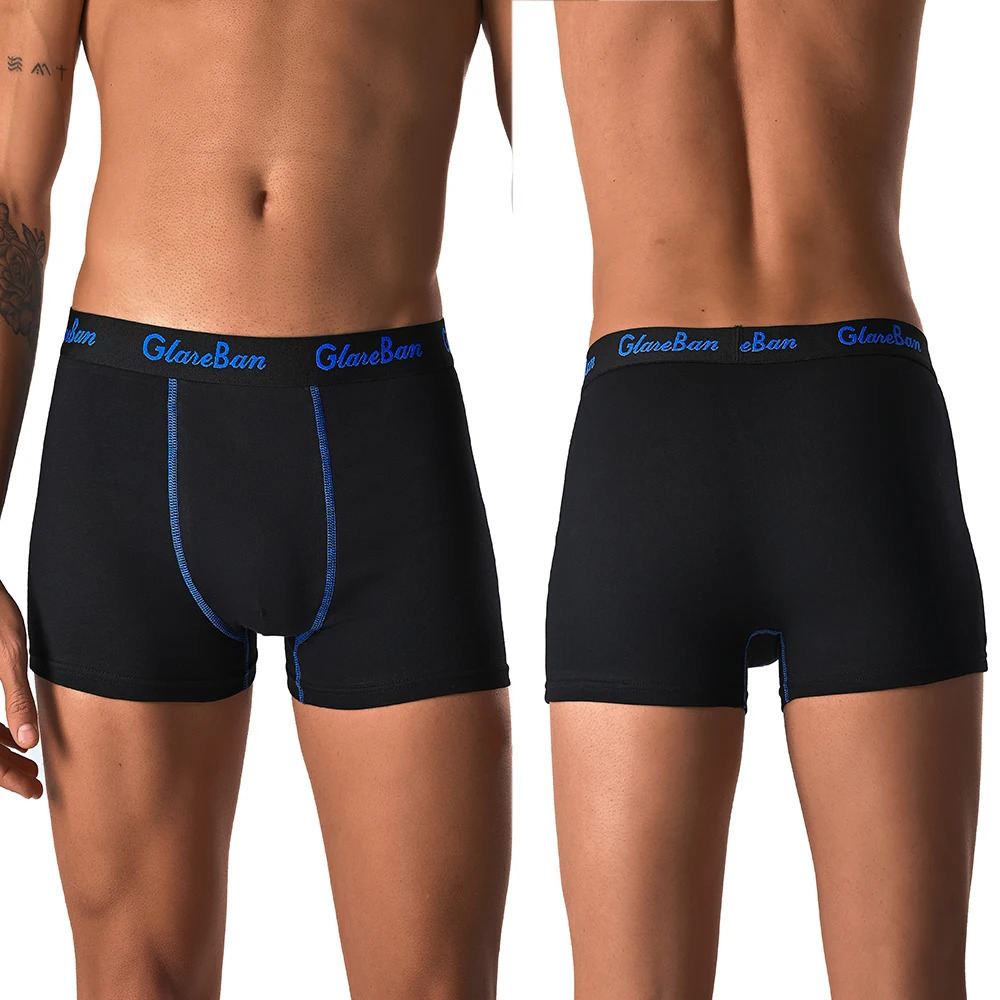 3piece set of black cotton boxing shorts mens underwear suitable for soft 250320