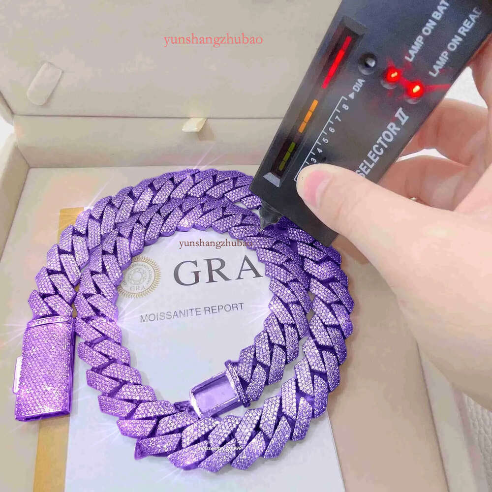 20MM Width Soild Sier Iced Out Moissanite Cuban Chain Necklace for Men's necklace Free delivery