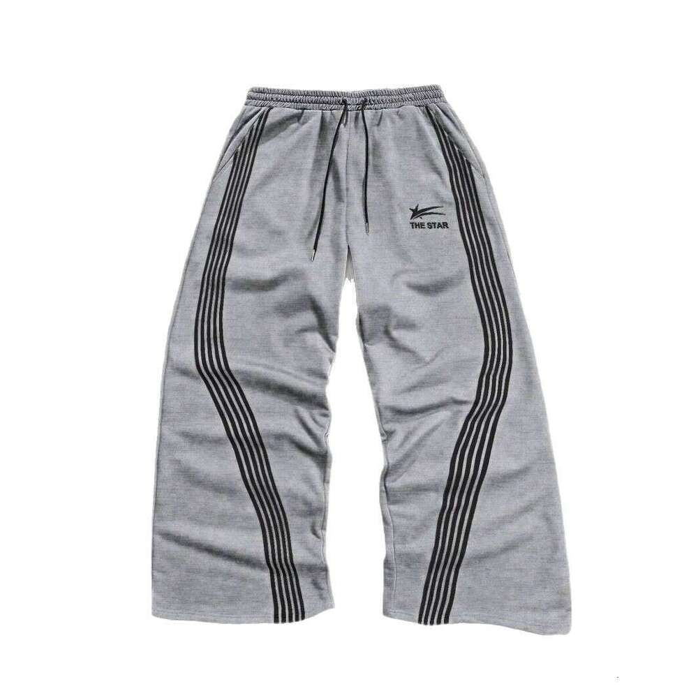 American street printed striped loose straight sports casual pants, sweatpants for men and women