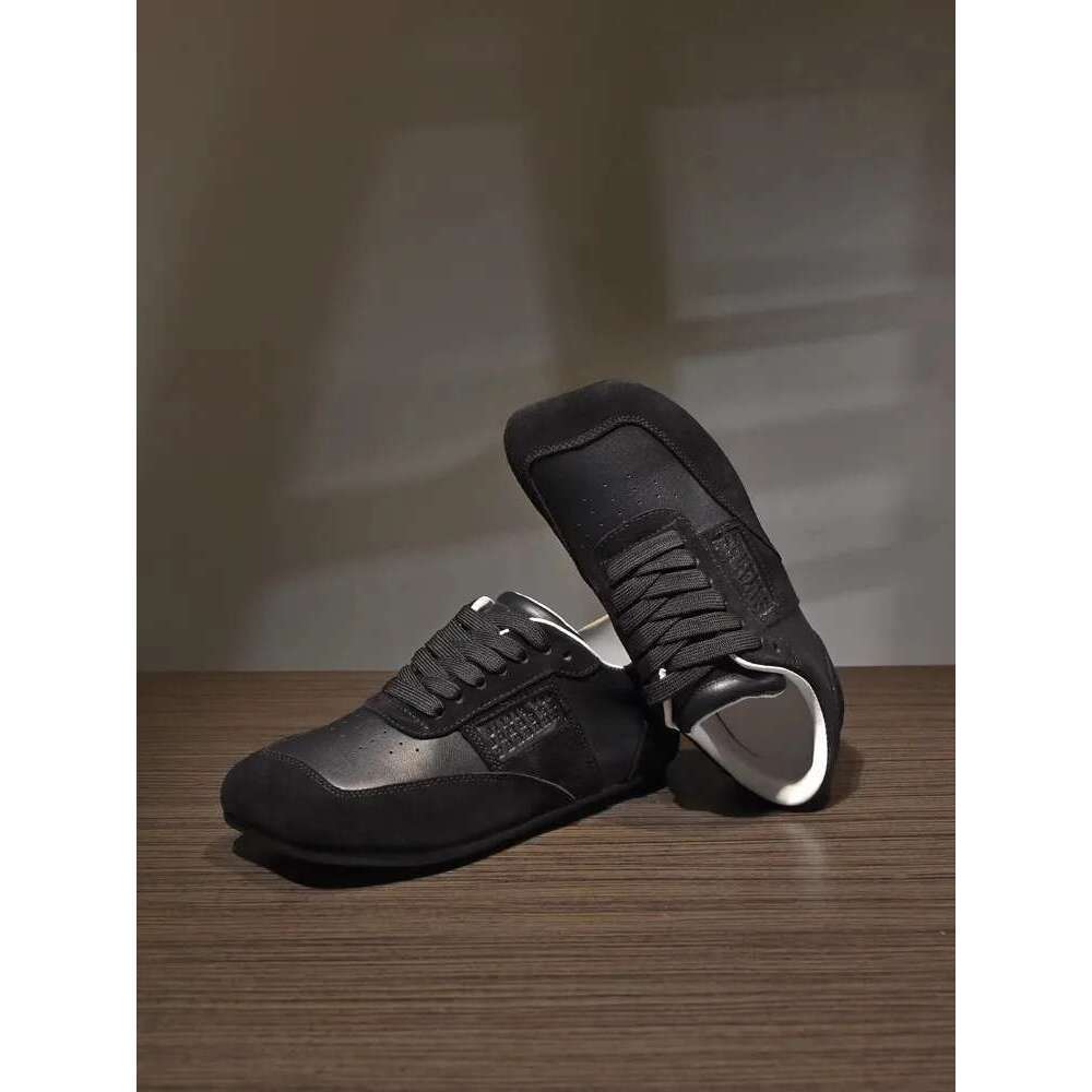 Designer Square Toe Vintage Women Casual Genuine Leather Pumps Lace Up Spring Summer Fashion Flat Walking Shoes