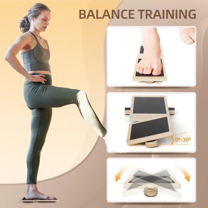 Single Foot Balance Board Ankle Strengthener Exerciser Sprained Non-slip Wood Wobble Board Physical Therapy Posture Corrector 250321