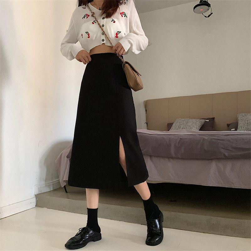 CL495 A4 top quality Hong Kong style long skirt slit skirt women's high waist short skirt