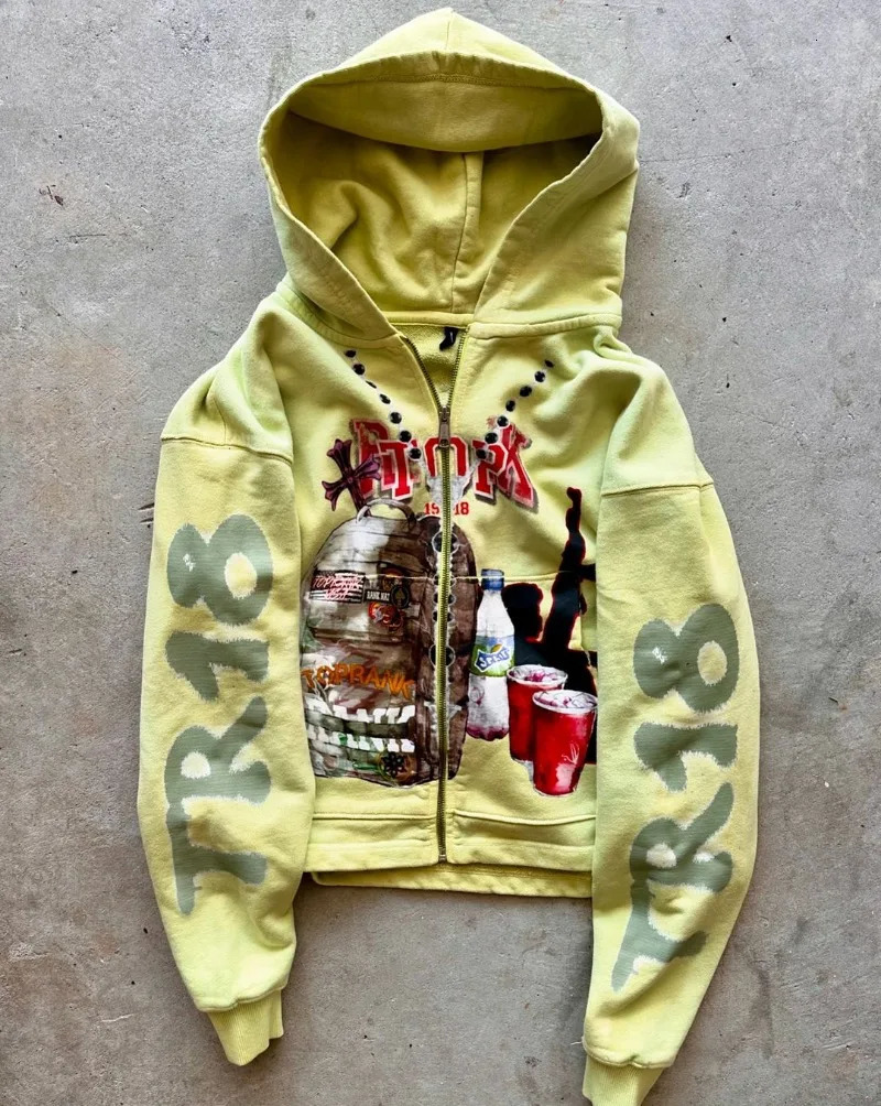 Alphabet Anime Fashion Retro Edition Super Large Mens Hoodie Y2k Gothic Punk Street Loose Sports Shirt Womens 250317