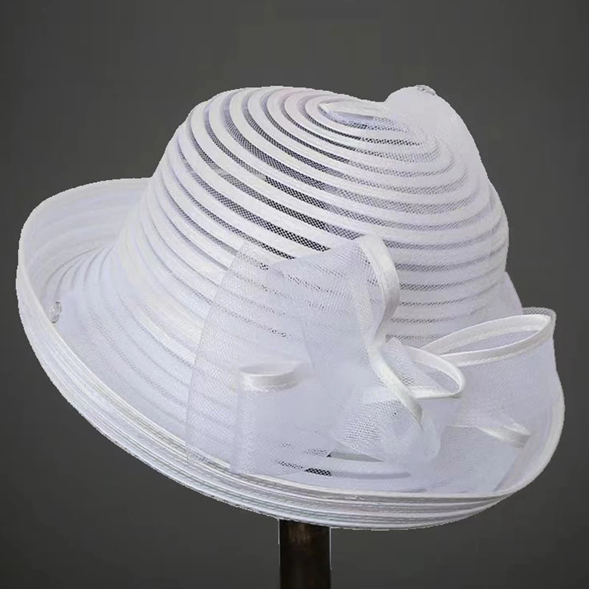 Womens rolled edge fabric striped mesh sun hat breathable sports and leisure hat 250320
