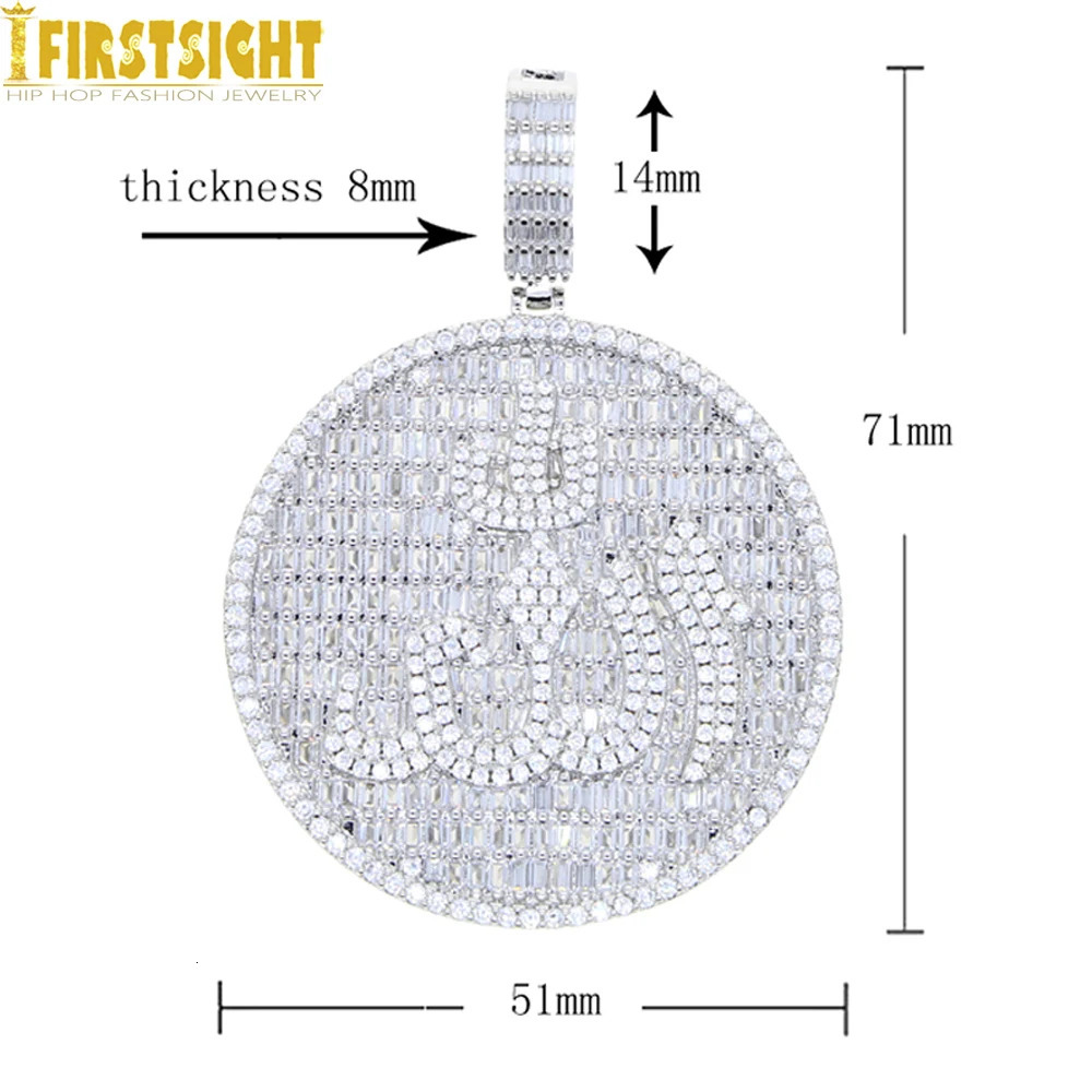 Iced Out Muslims Pendant Necklace 14MM Cuban Chain Pave Zircon CZ Letter Charm Bling Men Hip Hop Jewelry 250320