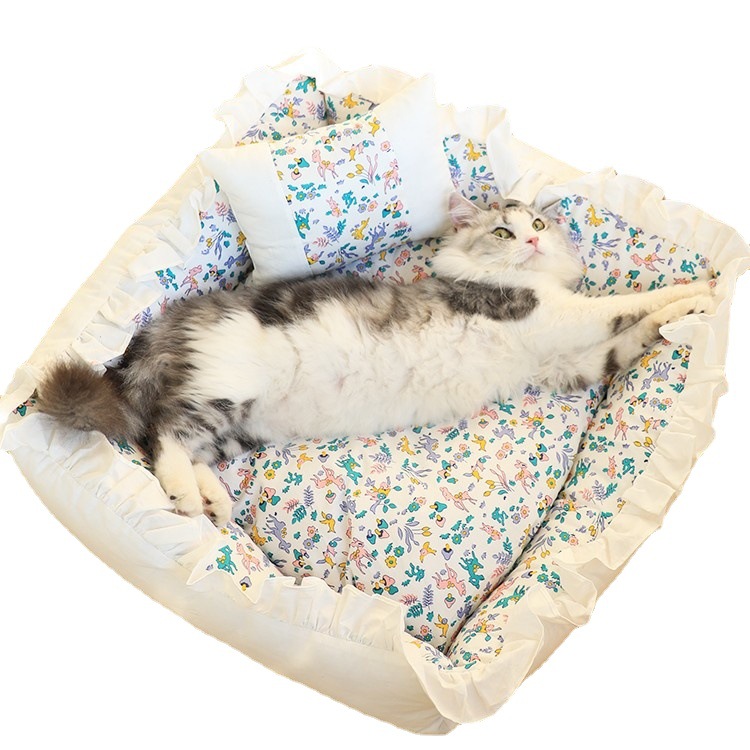 Comfortable Soft Glutinous Cat Nest Winter Thickened Filg Cotton Plush Insulation Pit Cushion Detachable and Washable Dog Bed - view 6