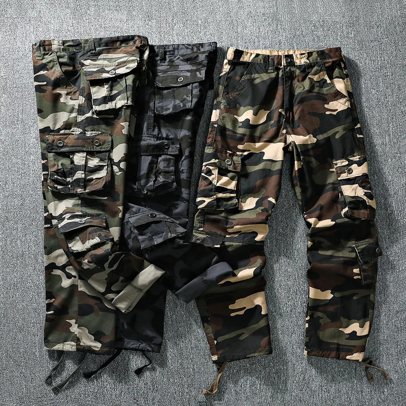 Men Tactical Pants Cargo Trousers Fashion Casual Sports Outfits Camo Pants Loose Straight Pants 250320