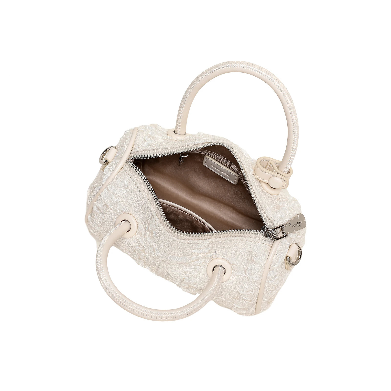 Versatile High End Boston Bag Trendy Quilted Jacquard Bowling with Knot and Heart Charm Cute Handbag Crossbody 250320
