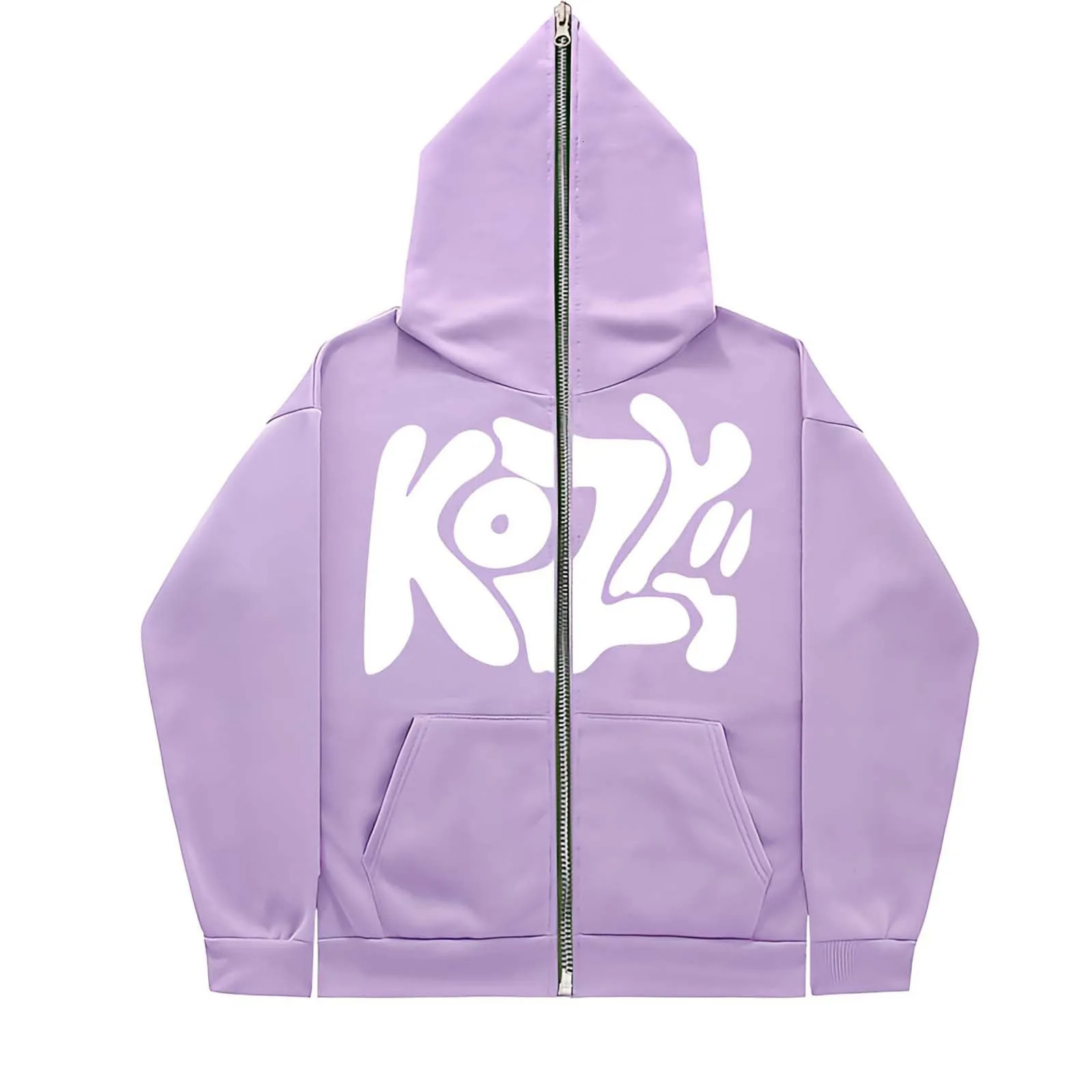 2024Unisex Hooded KOZY Printed Trendy Full Face Zipper American Retro SweatshirtLongSleeved Fashion Loose Lazy Hoodie 250110
