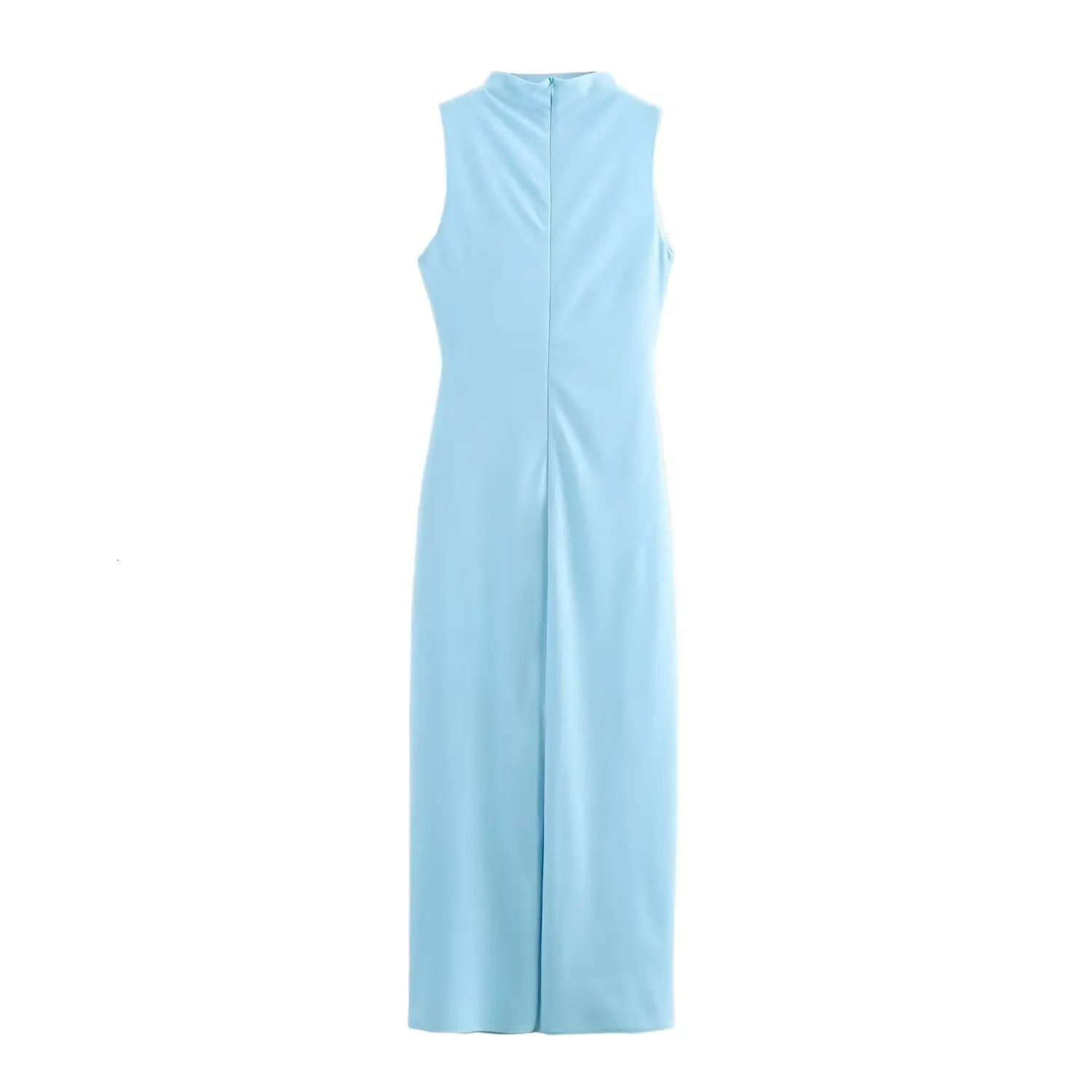 Womens long leather pleated decoration Midi dress highend elegant slim generous 250320