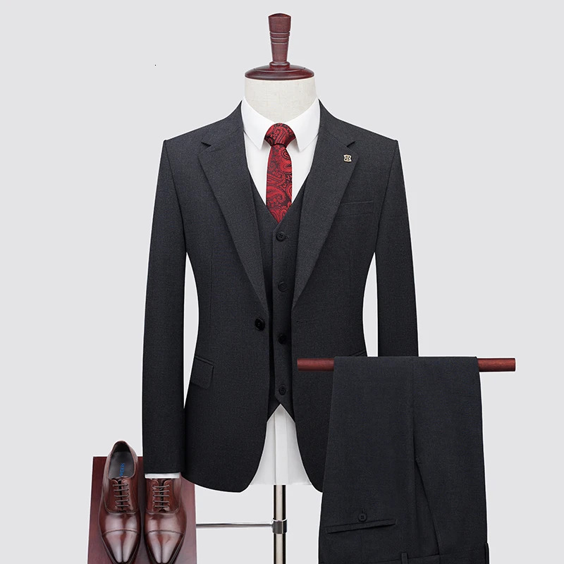 2024 Big Size Mens Summer Thin suit Vest Trousers One Button Fashion Handsome Business Suit Dress Threepiece Set 250311