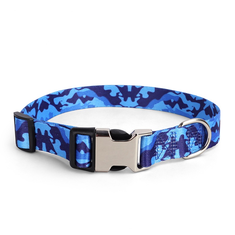 High Quality Thermal Printing Pet Leash Accessory Reinforced Dog Collar with Secure Half Metal Fastener