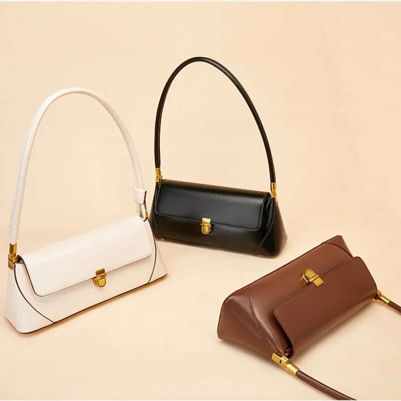 2023 New Genuine Leather Women's Underarm Bag High Quality Elegant Ladies Shoulder Bags Brands Designer Retro Female Handbags