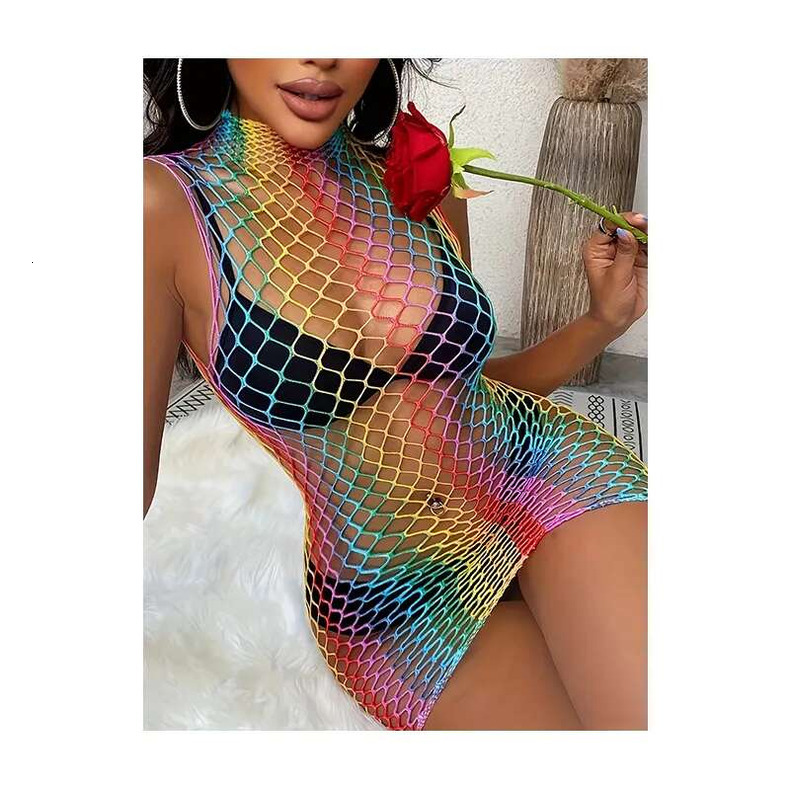 higher quality Vibrant Color Block Mesh Jumpsuit with Sheer Cutouts - Stylish & Sexy Evening Wear