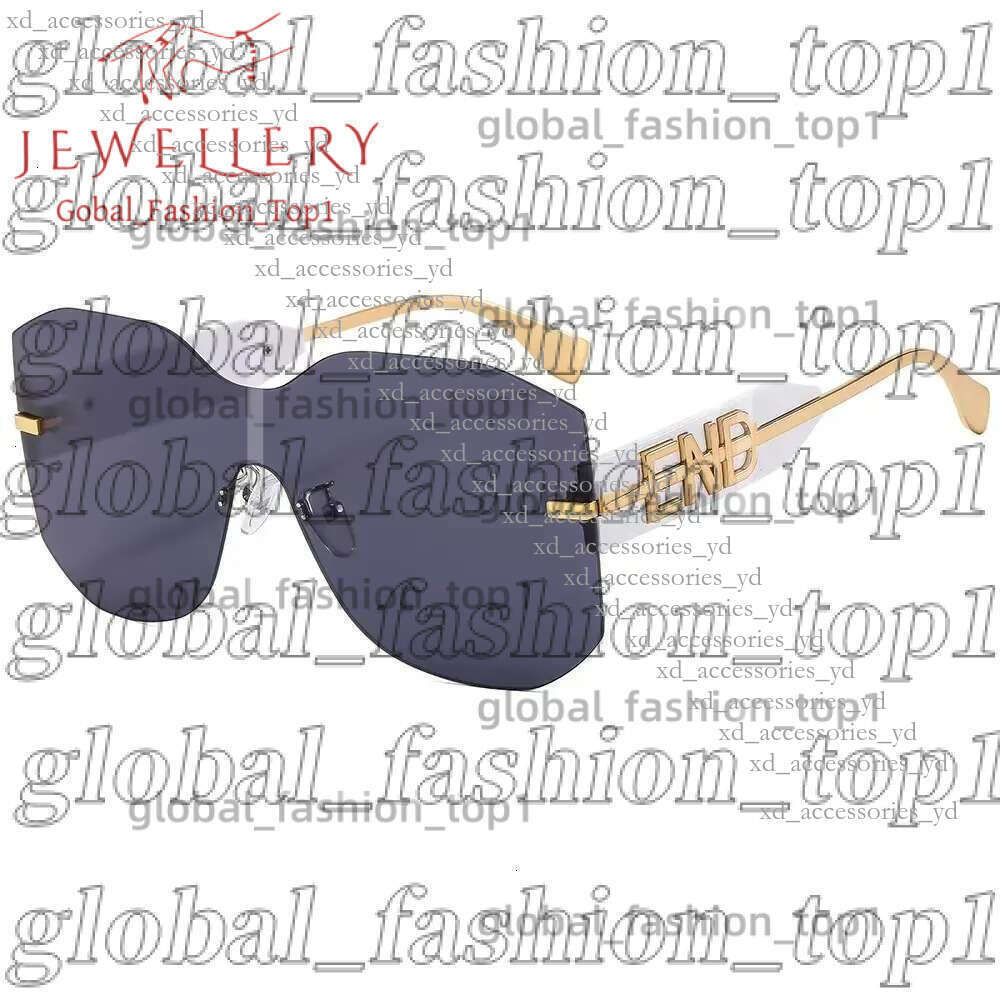 Designer Findi Sunglasses Wallet Sunglasses Luxury Glasses Rectangular Frame Wide Arms Embellish Gold Large Letters Silver Line Classical Glass Sunglasses 9ef