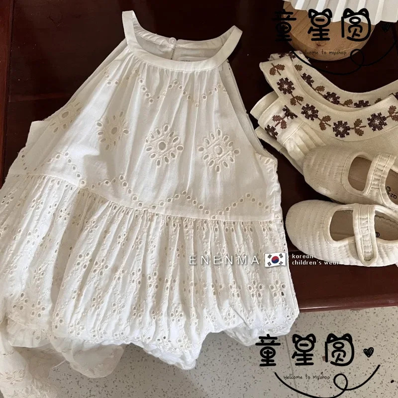 Kids Dresses for Girls Cute Bohemia Lace Embroidery Beach Dress Baby Girls Sunmmer Sundress Toddler Kaii Princess Party Dress R250424