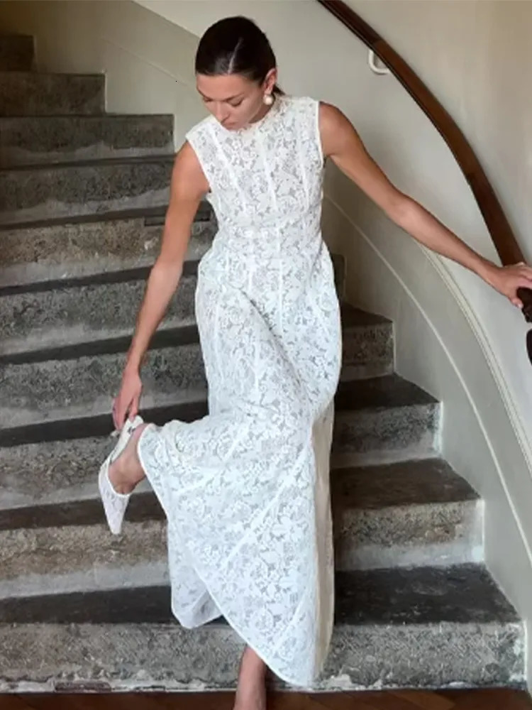 Fashion Sleeveless High Waist Printed Ruffle Hem Maxi Dress Woman Elegant Soild Color Bodycon Vestidos Lady Party Gown 250320