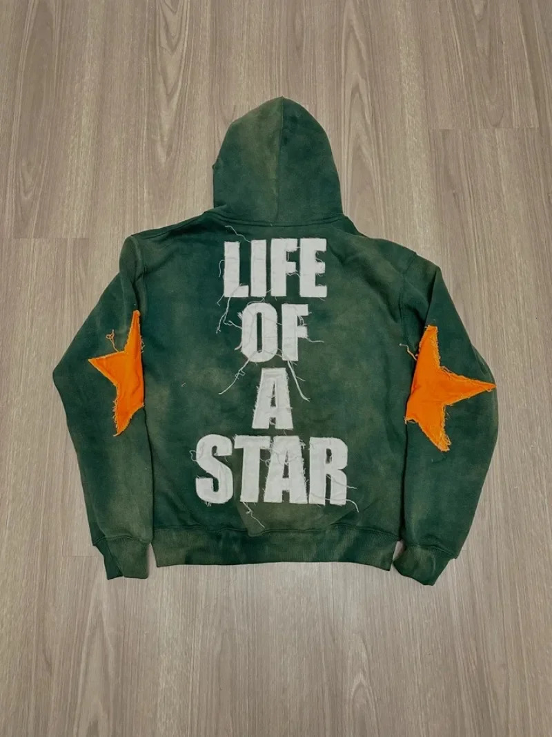 American Retro Harajuku A Star Zip Up Hoodies Men ed Letter Oversized Hoodie Women Gothic Y2K Hip Hop Trend Sport Tops 250317