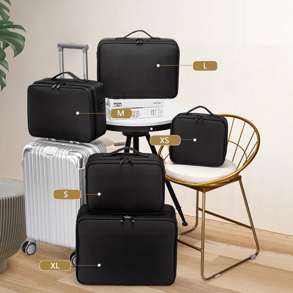 Three layer makeup box large waterproof Oxford cloth mannequin makeup toolbox travel underwear storage box 250320