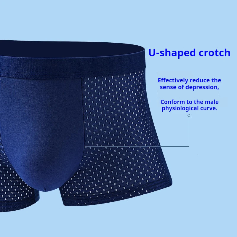 4 pieces of Banboo fiber mens underwear solid shorts breathable intimate boxer 250320