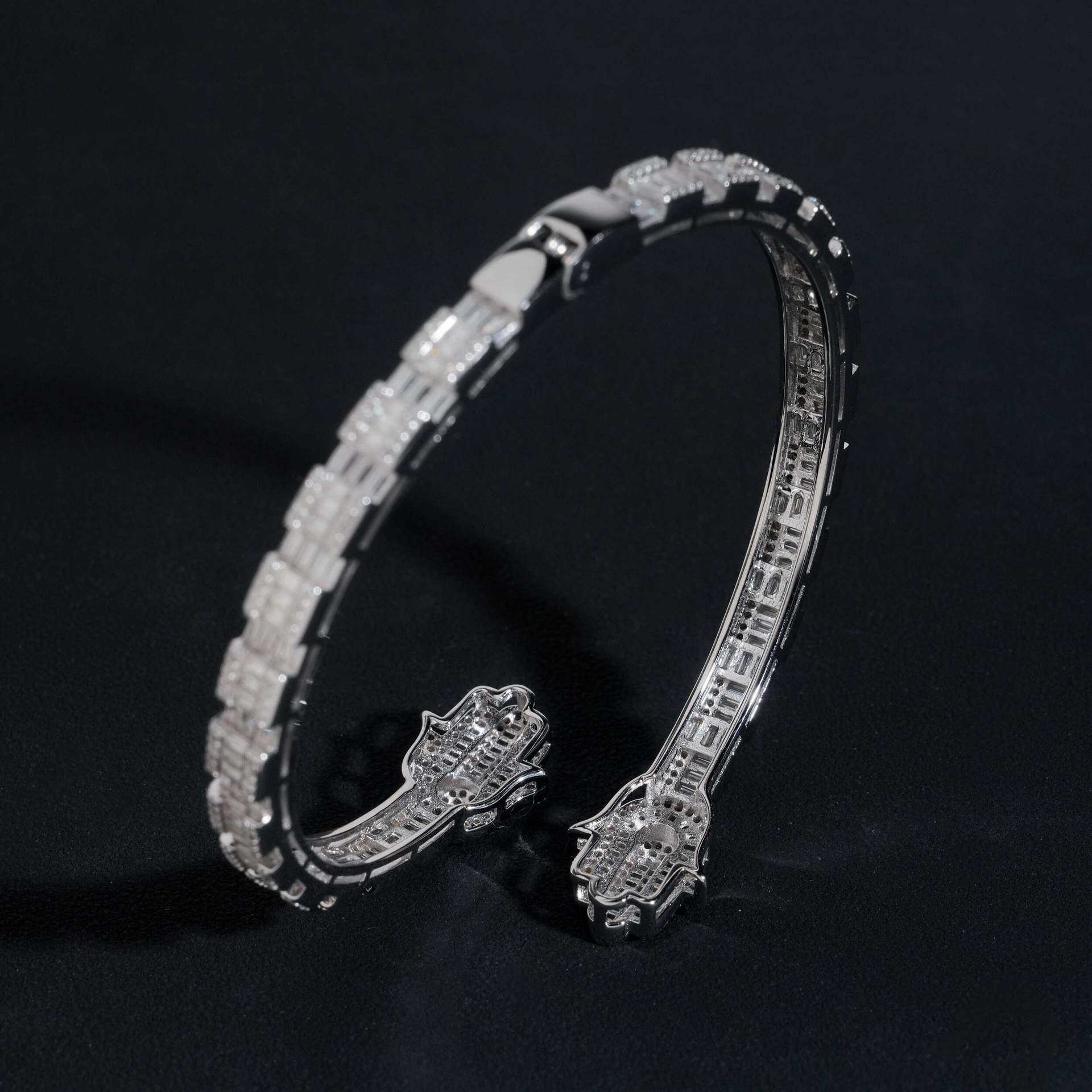 New S925 Silver Set D-Color Moissanite T-Square Palm Bracelet Hip Hop Fashion High end Bracelet