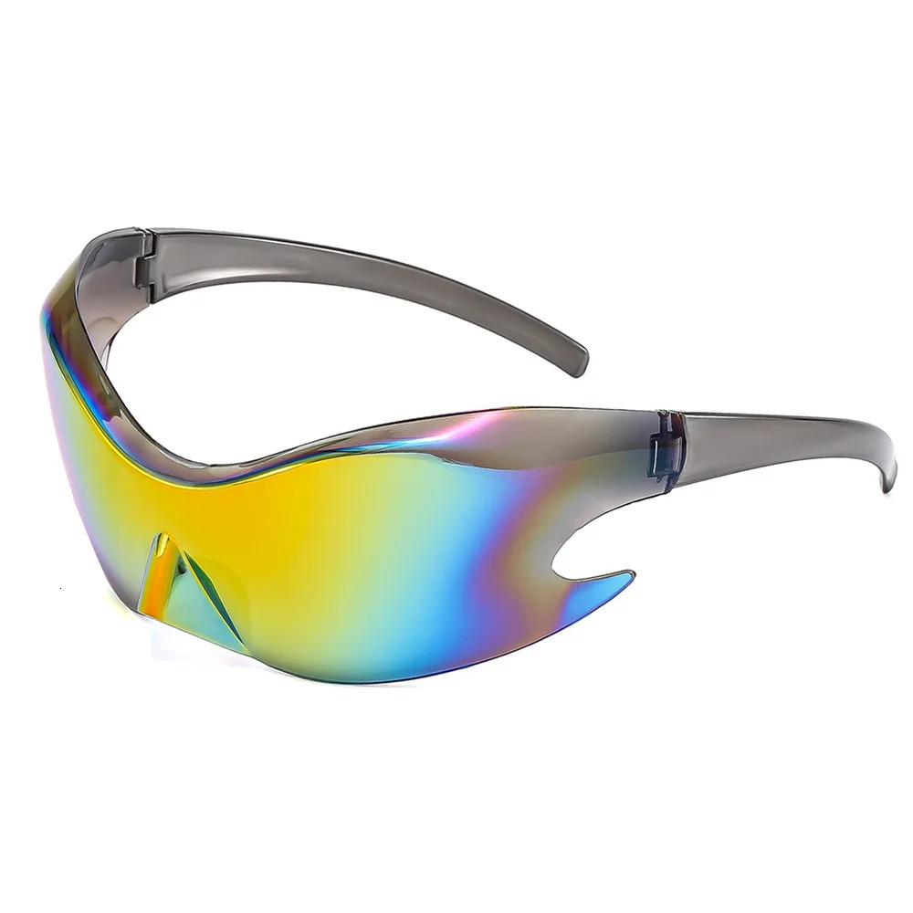 Fashion personality conjoined sunglasses frameless Y2K sports sunglasses colorful riding sunglasses 250320