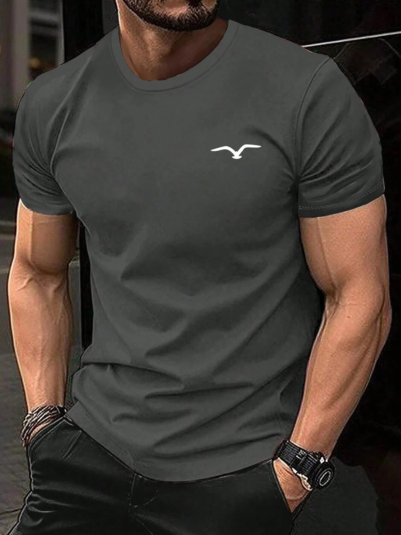 Seagull Men Cotton Tshirt Fashion Big Size Top Casual Short Sleeve Streetwear Classic Arrival Tee S4XL 250312